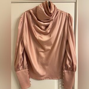 Fashionemoji Satin dusty rose Cowl Neck Blouse